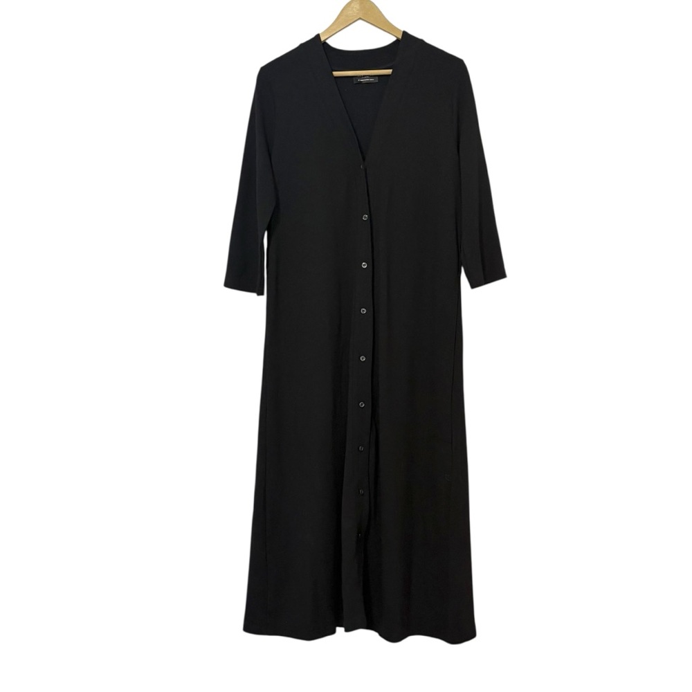 Selected Femme Black Button Up Midi Dress Neutral Minimalist Classic Party‎